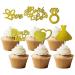 24 Bride to Be Cupcake Toppers - Engagement Wedding and Bachelorette Party Supplies | Love Heart Ring Miss To Mrs Cupcake Picks | Bridal Shower Cake Decorations | Engagement Cake Topper (Gold) A Gold