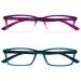 Opulize sea glasses Blue light filter narrow frame spring hinges improve the sleep computer glasses gaming anti-reflective men B9 +3.00 diopters purple / turquoise