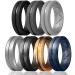 MIROMIHO Inner Arc Ergonomic Breathable Design,Silicone Rings for Men, 7 Rings / 4 Rings-Breathable Rubber Wedding Bands SETB1-Black,Black Gray,Light Gray,Metallic Silver,Black Gray-Black Camo,Desert Camo,Black Gray-Blue Camo 10.5-11(20.6mm)