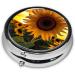 Farm Sunflower Portable Metal Pill Box - Round Mini 3-Compartment | Travel-Friendly Black Design for Small Pills - Buy Online on GoSupps.com