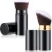 2 Piece Retractable Kabuki Brush Angled Foundation Makeup Brushes Portable Travel Flat Top Bronzer Blush Brush with Cover for Blush Bronzer  Buffing Loose Powder Cream or Liquid Cosmetics