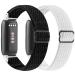 ?2Pack? Elastic Watch Band Compatible with Fitbit Luxe,Adjustable Woven Soft Nylon Stretch Sport Breathable Wristband Replacement Women Men for Fitbit Luxe(Black-White)