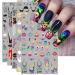 JMEOWIO 9 Sheets Halloween Nail Art Stickers Decals Self-Adhesive Colorful Bat Nail Supplies Nail Art Design Decoration Accessories