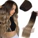 Laavoo real hair extensions brown balayage sew in extensions tresse real hair ombre darkest brown blonde hairpast brown real hair for sewing smooth 100g #2/6/18 40cm 1.31 #2/6/18