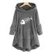 Bigfanshu Women's Tops Christmas Print Hooded Long Sleeves Sweatshirt Pullover Shirt Gray - Buy Online on GoSupps.com