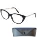 Mini glasses cateye reading glasses with large glasses free case plastic glasses frame and metal iron reading aid women black 1.5 diopters