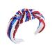 Lanmerry Knotted Headband for Women's Hair 4th of July Hair Accessories Thick Headbands Sequins Kids Headbands Hair Bands Sparkly Headbands Girls Fashion Gifts 0-Red White Blue
