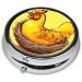 Bird's Nest Golden Chicken Round Pill Box - 3 Compartment Travel Organizer | Portable Black Pill Storage - Buy Online on GoSupps.com