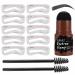 Eyebrow Stamp Stencil Kit, Eyebrow Stamp Kit, Waterproof Brow Stamp, Shaping Kit Eyebrow Definer with 10 Reusable Stencils and 2 Small Pencil Brushes, Hairline Shadow Powder Stick (Black)