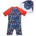 BONVERANO Baby Boy Sunsuit/Swimsuit UPF 50+ Sun Protection with Cap, 18-24 Months - Shrimp - Buy Online on GoSupps.com
