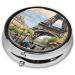 Romantic Paris Eiffel Tower Mini Round Pill Box | 3 Compartment Travel Pill Organizer | Portable Medicine Case for Home & Office - Buy Online on GoSupps.com