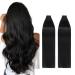 Silk-co Tape-In Real Hair Extensions Black 40 Pieces Real Hair Tape Extensions Remy Tape Glue Extensions Skin Weft 100 g No. 01 Jet Black 60 cm