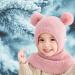 Mamunu Girls Winter Hat - Cute Pink Knit Beanie with Pompom & Fleece Lining for Ages 2-5 - Warm Shawl Cap for Children - Buy Online on GoSupps.com