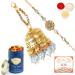 Ghasitaram Gifts Rakhis Online - Rakhi for Brother-RM-270 Bhaiya Bhabhi Rakhi with 100 GMS of Dryfruits Mix Can 200 GMS of Kaju katli Rakhi Set & 100g Dryfruits Mix Can 200g Kaju katli