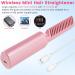Hair Straightener Comb - Portable 4000mAh Electric Straightening Brush with Display 3 Temperature Settings Anti-Scald - Pink Color - Buy Online on GoSupps.com