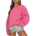 Joy-fan ladies loose long casual sweatshirt office blouses women blouse casual top sweater long arm above-hand elegant business t shirt sweaters round collar blouse pink XL