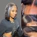 Bob Wig Human Hair 6X6 Closure Bob Wigs HD Transparent Bob Lace Front Wigs Human Hair for Women 150% Density Short Bob Wigs Glueless Wigs Pre Plucked With Baby Hair 12 Inch 6x6 Straight Bob Wig Black Color