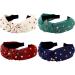 WILLBOND 4 Pcs Rhinestone Headband for Women Girls Embellished Twist Knot Headbands Wide Hair Hoop Hair Band Hair Decoration