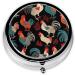 French Roosters Mini Round Pill Box | 3 Compartment Travel Pill Organizer | Portable Medicine Case for Home & Office - Buy Online on GoSupps.com