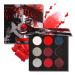 Afflano Black Red Eyeshadow Palette Goth Clown Halloween Makeup White Silver Glitter Metallic Red Black Eyeshadow Palette Highly Pigmented Joker Vampire Christmas True Red Smoky Eye Makeup