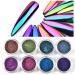 Shogpon nail glitter super glossy mirror chrome glitter sparkle nail powder manicure pigment - ultra -radio -radioing optical chameleon magic mirror powder (8 colors)