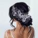 MOPMAP Rhinestone Wedding Headband for Bride Silver Wedding Headpiece for Bride Silver Rhinestone Flower Hair Vine Wedding Hair Accessories for Women(Silver)