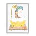 Stupell Industries Children's Giraffe Animal Bubble Bath Yellow Bathroom Grey Framed Wall Art  White Grey Framed White