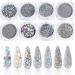 Holographic Nail Art Sequins Glitter Kits  KISSBUTY 8 Boxes Holographic Nails Powder Nail Art Sequins Metallic Shining Flakes Silver Nail Glitter Set for Nails Art Decoration Holographic Manicure
