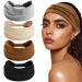 4 pieces of headband women elastic wide fashion hair band hair jewelry soft boho hair straps leopard print hair bands for women (brown gray black beige)