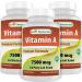 Best Naturals Vitamin A 25000 IU (7500 mcg) Non-GMO Formula Supports Healthy Vision & Immune System and Healthy Growth & Reproduction 180 Softgels (180 Count (Pack of 3))