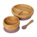 Bubba Bear Baby Weaning Set | Bamboo Plates Bowls & Spoons for Toddler Led Feeding | Suction Plate Bowl & Spoon Sets for Babies from 6 Months | Optional Matching Kids BLW Bib (Elderberry)