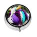 Colorful Cow'S Headround Pill Box 3 Compartment Round Pill Box Organizer Portable Travel Pill Box for Traveling. Black