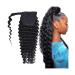Ponytail Extension Deep Wave Human Hair Ponytail Extension for Black Women Wrap Around Ponytail with Magic Paste Clip In Wave Ponytail Hair Extensions Human Hair Pieces Ponytail Hairpiece for Women 10inches 100g