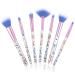 WLLHYF 7 Pack Makeup Brush Set Stylish Glitter Cosmetics Brushes Kit Professional Blending Brush with Crystal Sequins Handle for Eye Shadow Eyeliner Foundation Powder Concealer Blush Lip Women (Blue)