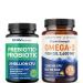 Omega 3 Fish Oil and Probiotic Capsules | Triple Strength EPA & DHA with Probiotic Gut Health & Immune Support Supplement | Comprehensive Wellness Bundle