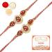 Ghasitaram Gifts Rakhi for Brother Rakhis Online - Set of Two J-33063 Leaf Rose Jewel Rakhi with 200 GMS of Kaju katli
