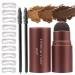 Eyebrow Stamp Stencil Kit- Brow Stamp and Shaping kit, One Step Brow Stamp Makeup Powder with 10 Reusable Eyebrow Stencil for Perfect Brows, Long-lasting, Waterproof, Hairline Shadow Powder Stick (Dark Brown)