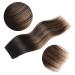 14 Remy Clip in Hair Extensions Natural Black to Chestnut Brown Highlight Ombre - Silky Straight Human Hair (5PCS, 70g) - 14 Inch Length - Buy Online on GoSupps.com