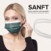 Dark Green Disposable Face Masks - 100 Pack | Made in Germany | CE Certified, Type IIR | Breathable Triple Layer, 99.78% Filtration | Elastic Earloops, Adults | 17.5cm x 9.5cm - Buy Online on GoSupps.com