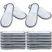 Satinior 12 pairs of disposable house shoes white comfortable velvet guests disposable house shoes closed toes spa house shoes for women and men hotel at home spa nail studio guests and party use medium-large Women/medium large menGray border