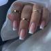 French False Nails Long 24Pcs Nude French Fake Nails Coffin Press on Nails Pattern Glitter French Nail Tips with Nail Glue Full Cover Stick on Nails for Women Girls Nails Art Nude Glitter