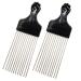 Luxxii (2 Pack) 9 Long Black Fist Metal Afro Pick Lift Hair Comb Detangle Wig Braid Hair Man Styling Comb