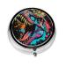 Crown Dinosaur Head Portable Metal Pill Box Round Mini 3-Compartment Plastic Insert hinged Fastening Design Suitable for Small Pills Must-Have for Travel