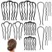 12 Pcs Hair Side Combs  Hair Fork Clips  Hair Pins Combs  French Twist Updo Hair Accessories Combs  U-Shape Teeth Hair Styling Combs Tool for Vintage Hairstyle Women Girls Bun - Black
