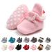 EDOTON Unisex Newborn Winter Boots Warm Stripe Bootie Non-Slip Sole Soft Stay On Ajustable Bootie Sock 12-18 Months Pink