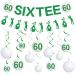 Gameza 60th Birthday Decorations for Men - 14PCS Golf Birthday Party Decorations 60th Birthday Decorations Women Men Golf Glitter Sixtee Banner Hanging Swirls 60th Golf Theme Bday Party Decorations Green 60th