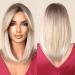 Testar blonde wig for women shoulder long layered hair Short smooth bob wigs synthetic heat -resistant wig glueless wig for the daily use of women 14 inches
