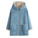 Hanxiulin fleece plush jacket fluffy warm zipper wool jacket women fleece jacket down jacket transition jacket breathable fleece buffer coat with hooded buffer jacket transition blue m