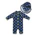 BONVERANO Baby Boys Swimsuit Toddler Bathing Suit Short-Sleeve Zipper One Piece Swimwear with UPF 50+ Sun Protection 12-18 Months Yellow Star