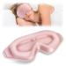 Sleep Mask Fully Blackout 3D Deep Contoured No Pressure Breathable Eyes Cover Mask with Adjustable Strap No Touch to Long Eyelashes for Adult Women Men Travel Home Office Rest Sleeping (Pink)